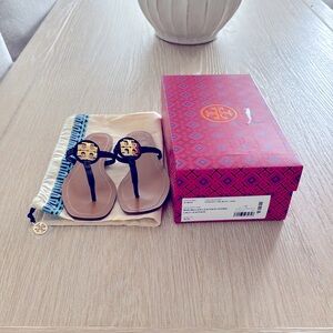 Tory Burch Mini Miller Leather Thong Calf Leather Sandal